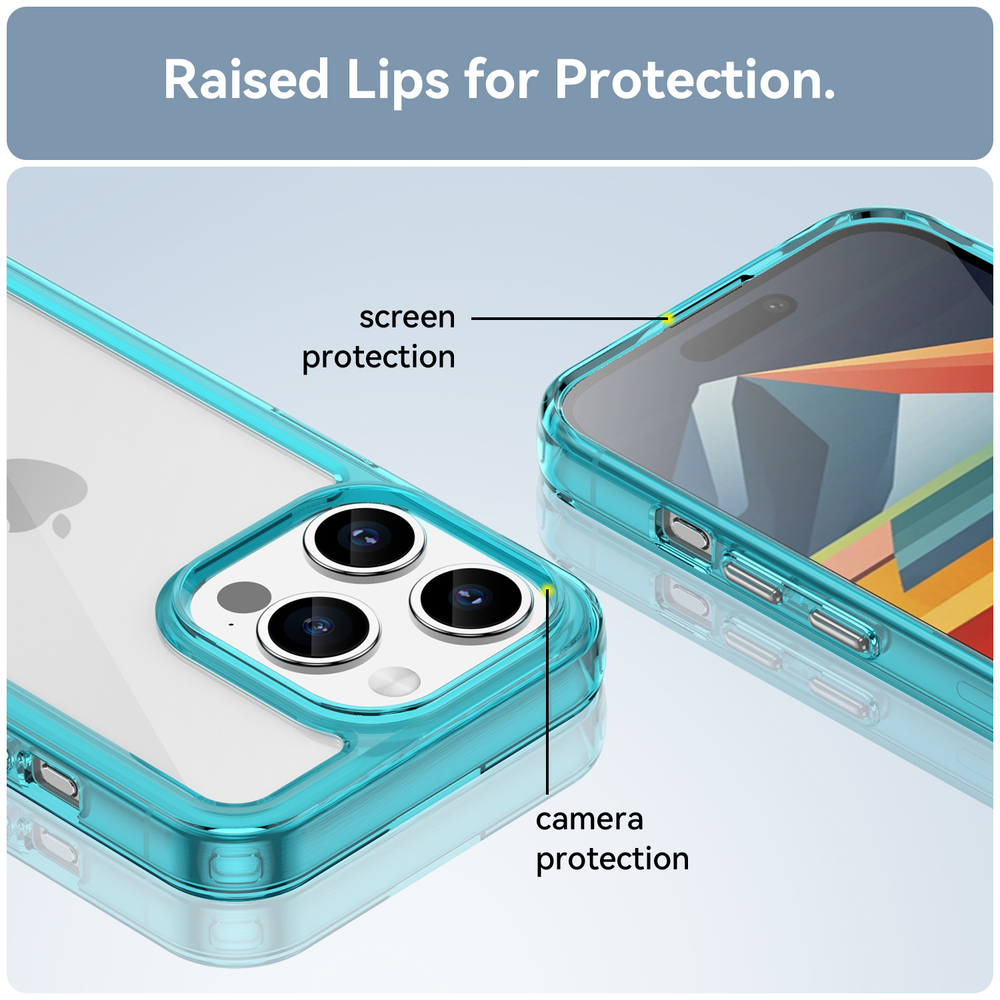 Усиленный чехол с мягкими рамками бирюзового цвета для iPhone 15 Pro, увеличенные защитные свойства