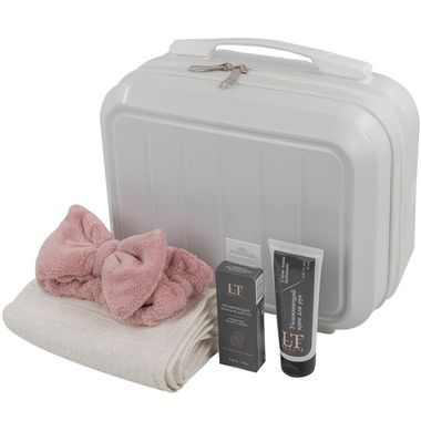 Набор(сумка белая2208#,крем для рук. бальзам для губ.повязка-бант розовая,полотенце белое) La and Te beaute LT14Bag