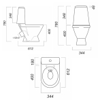 Унитаз-компакт "Лада" комфорт (кос, нижн, 1кн.арм.AlcaPlast/Oliveira, сид.дюро М/ЛИФТ) (Sanita)
