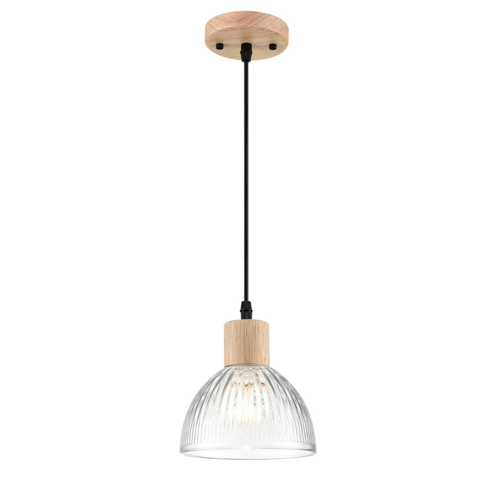 8055/1A SUSPENTIONI LN26 394 дерево/прозрачный металл/стекло Подвесной светильник E27 1*60W 220V NATANA