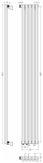 Сунержа Эстет-1 EU50 левый 1800х225 5 секций