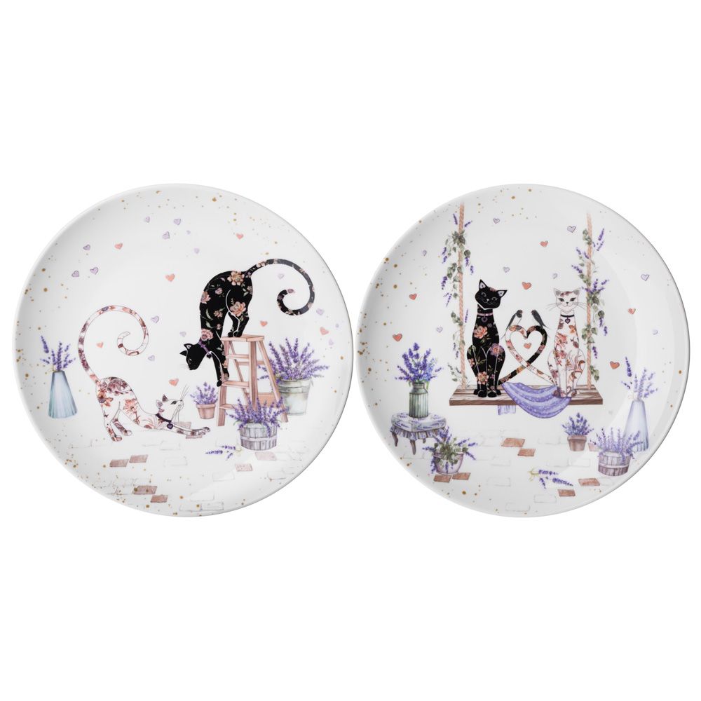 НАБОР ТАРЕЛОК ЗАКУСОЧНЫХ LEFARD "ЛАВАНДОВЫЕ КОТЫ" 2 ШТ. 20,5*2 СМ (КОР=18НАБ.)