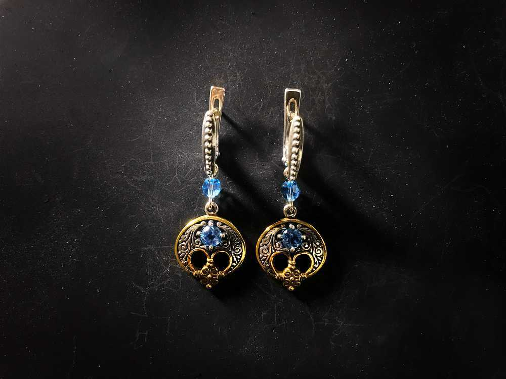 Серьги длинные "Лунницы весенние с крином".