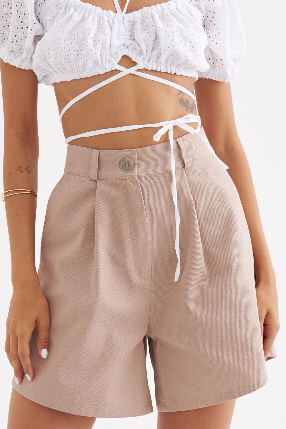 Шорты из денима цвета тауп