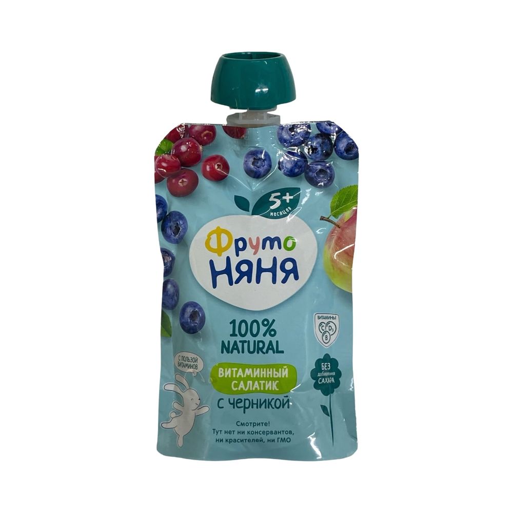 Пюре "Фруто няня" витаминный салатник с черникой 90гр