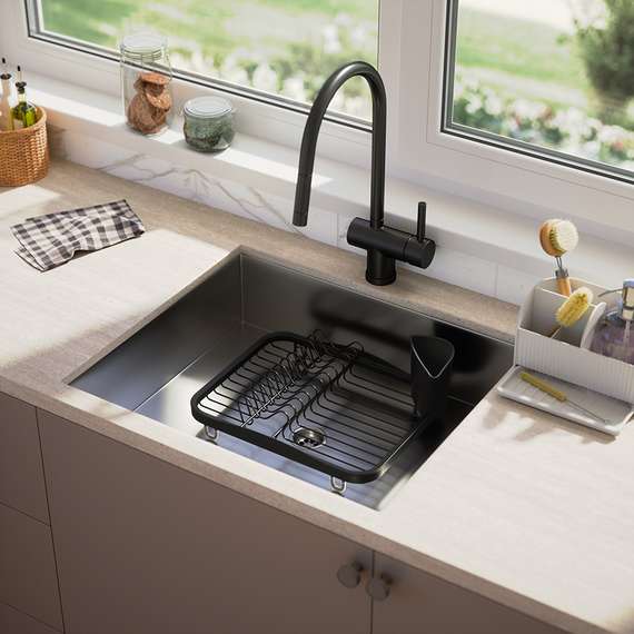 Сушилка для посуды sinkin, 28х14х35,5 см, черная