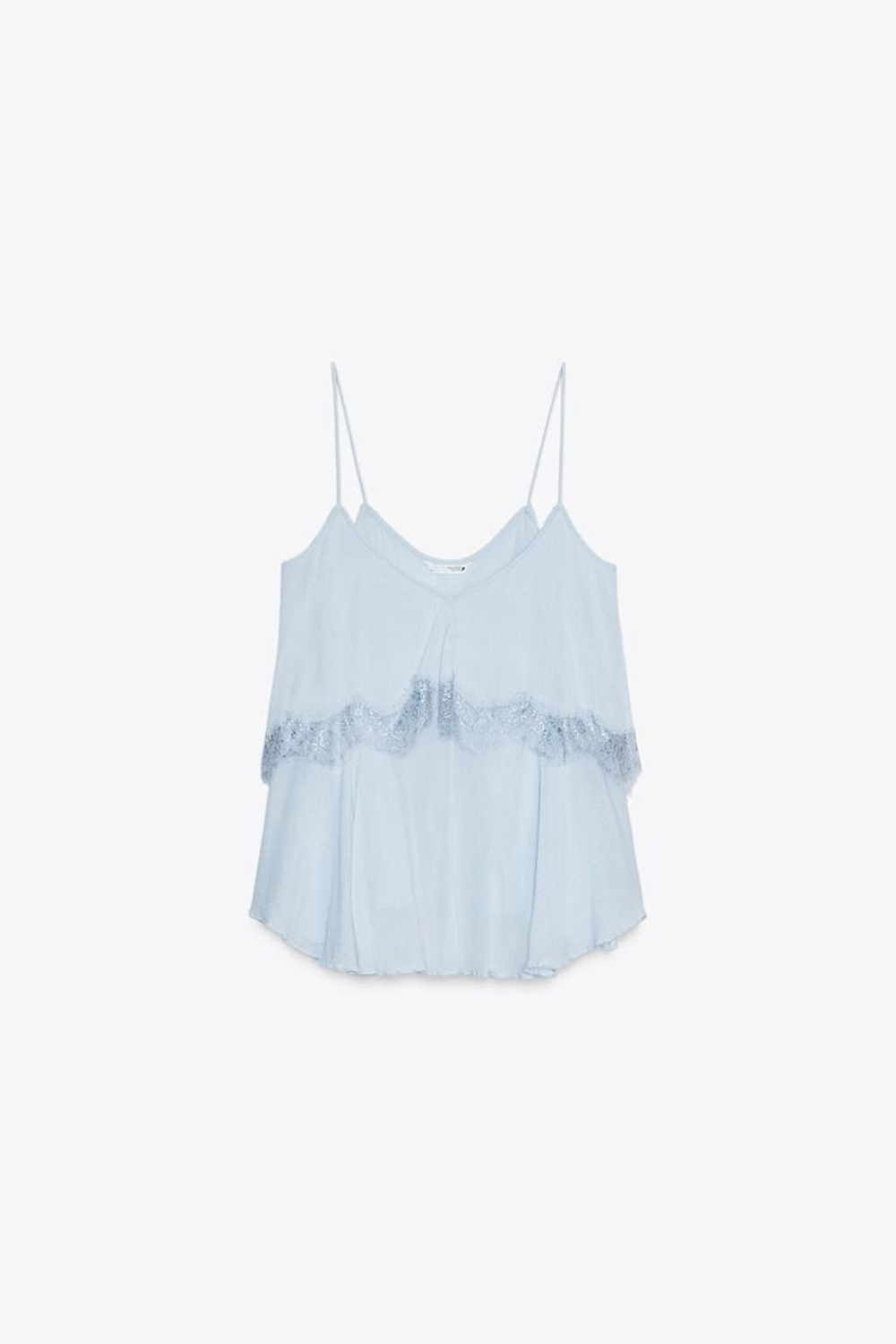 ZARA ТОП ИЗ НА БРЕТЕЛЯХ, НЕБЕСНО-ГОЛУБОЙ