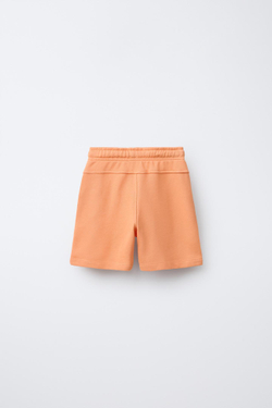 ZARA ШОРТЫ ИЗ МЯГКОЙ ТКАНИ С РЕЛЬЕФНОЙ НАДПИСЬЮ, ОРАНЖЕВЫЙ