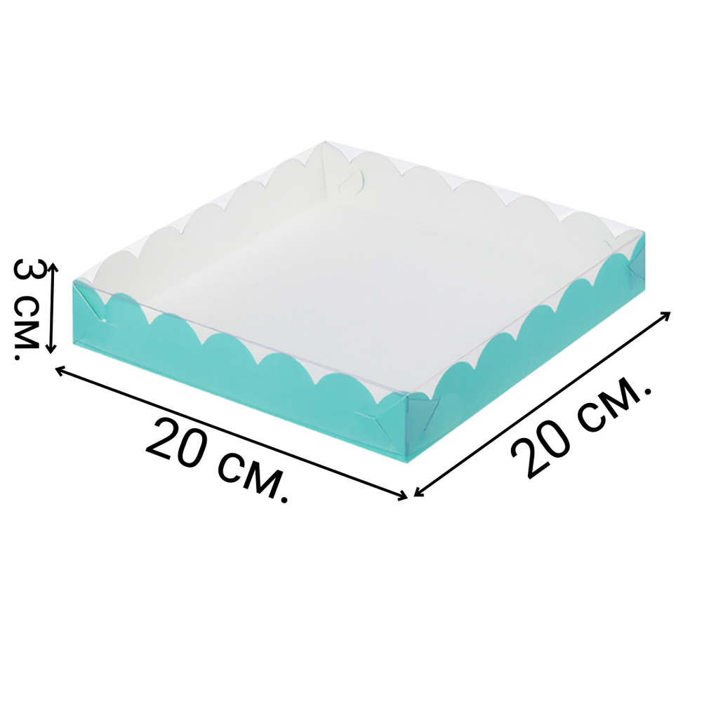 Коробочка для печенья 20х20х3 см мятная