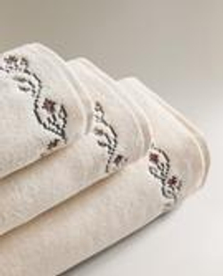 ZARA HOME БАННОЕ ПОЛОТЕНЦЕ С ВЫШИВКОЙ, ЦВЕТ СЛОНОВОЙ КОСТИ