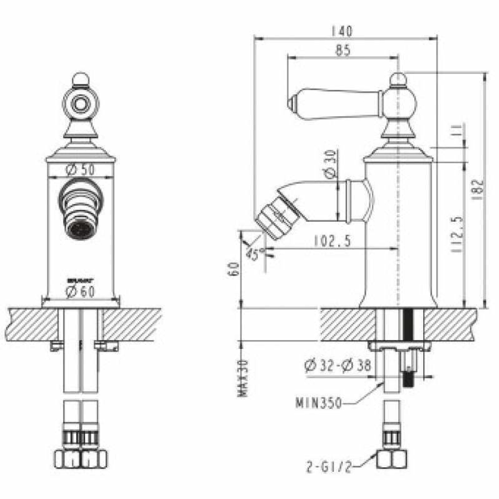 СМЕСИТЕЛЬ BRAVAT ДЛЯ БИДЕ ART F375109G