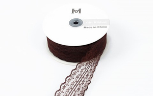 Лента кружевная дизайн "Полоса" Коричневая