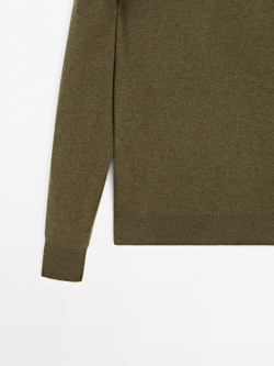 Massimo Dutti Свитер из смесовой шерсти с круглым вырезом, цвет морской волны