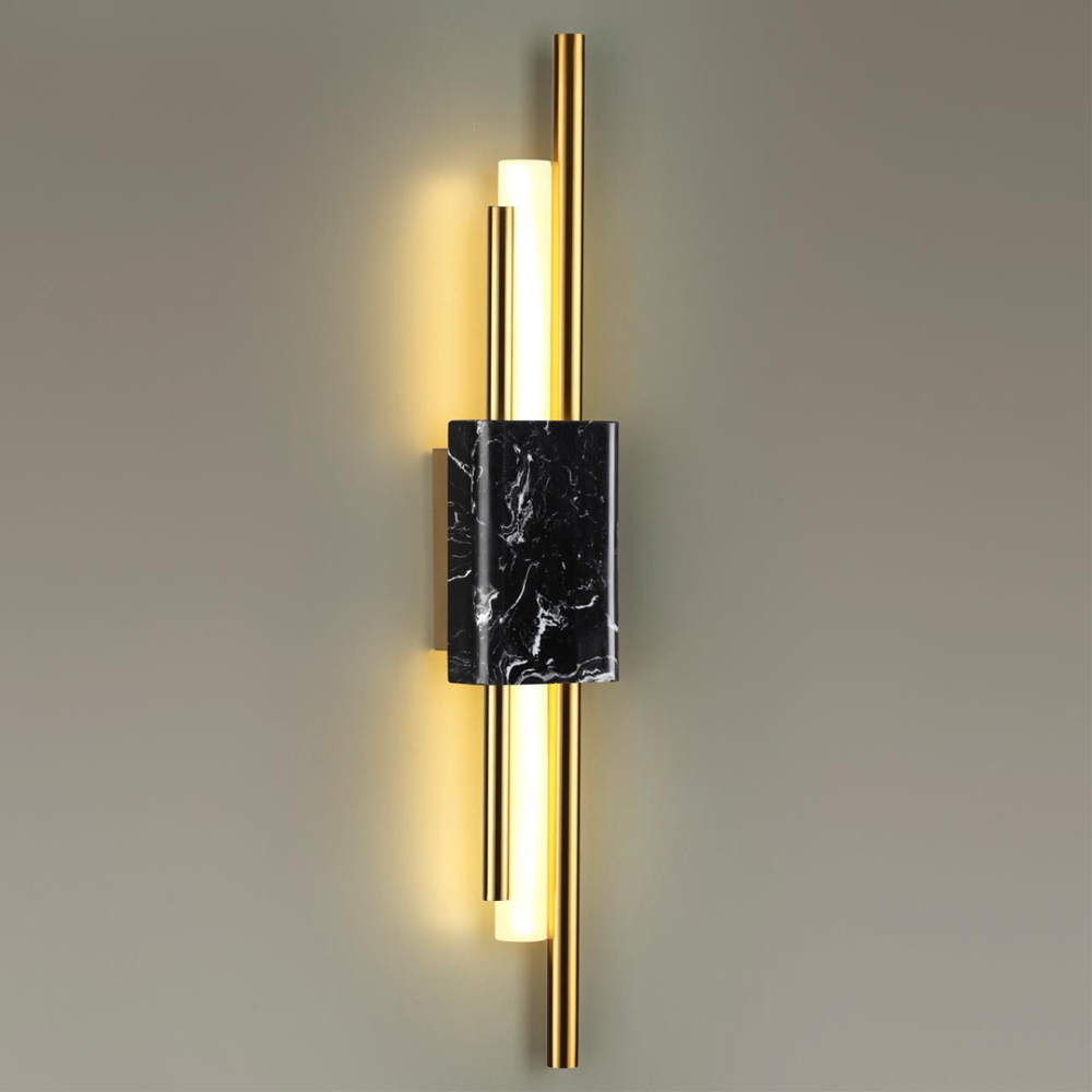 4361/10WL MIDCENT ODL23 175 черный мрамор/золотистый металл Настенный св-к IP20 LED 10W 3000K 625Лм MARMI