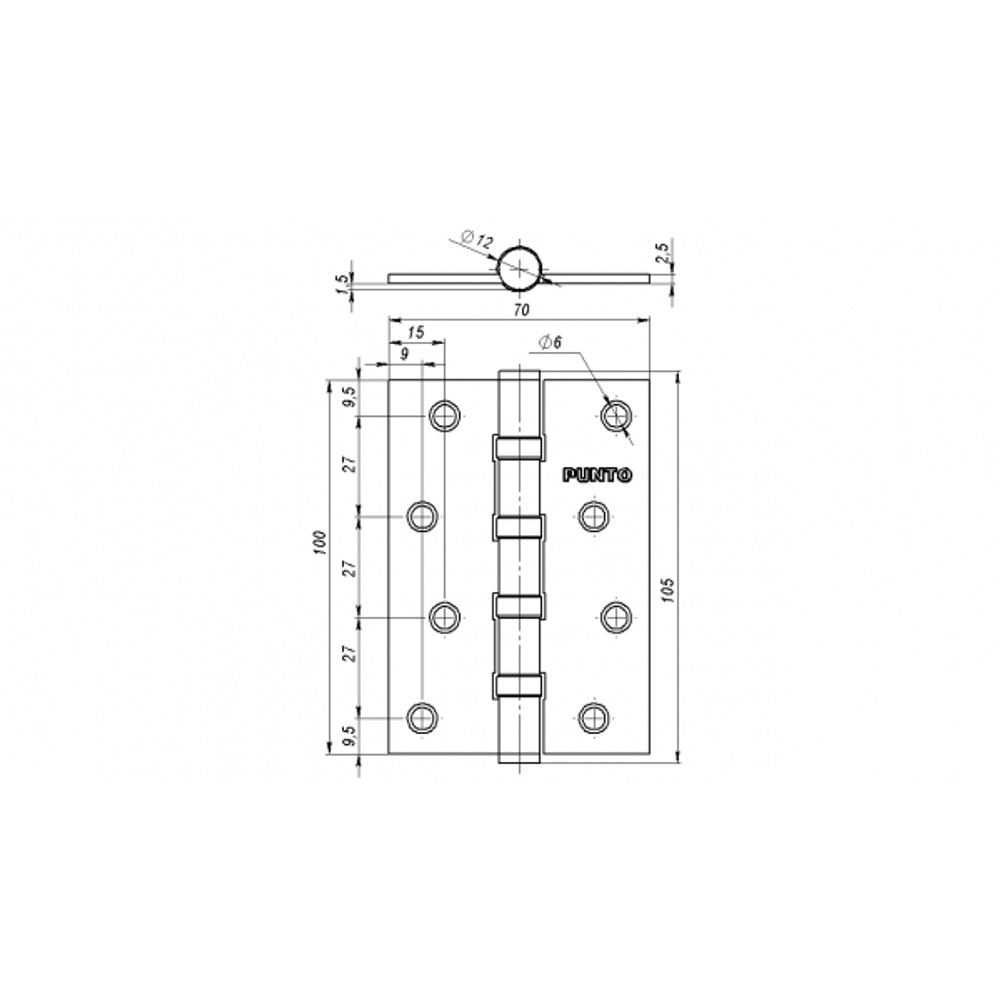 Петля универсальная IN4100U-HD PB (4B/HD 100х70х2.5) латунь ПОДВЕС