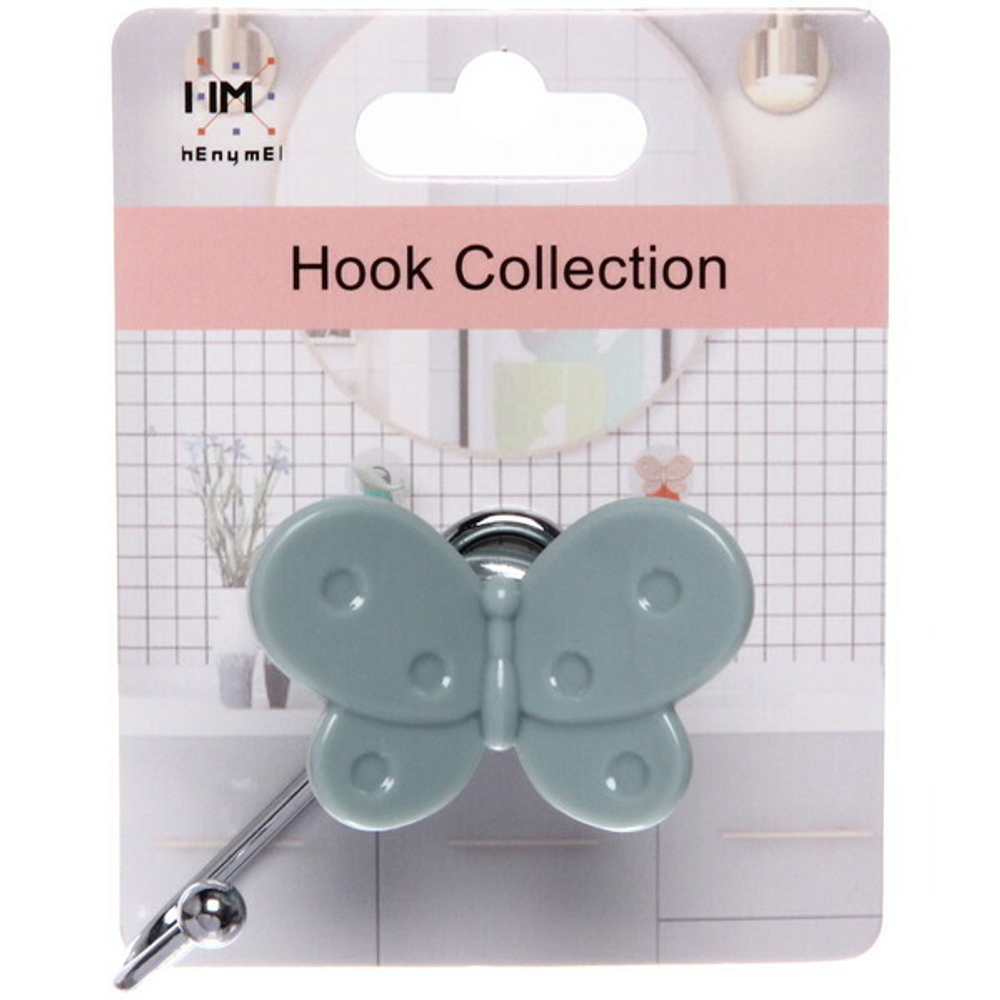 Крючок с липким слоем (1шт., нагрузка 5кг) Бабочка синий MH8042