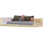 Кровать детская, 90х200, Буфалина, односпальная, с бортиком, из массива дерева с настилом, лак, Dipriz