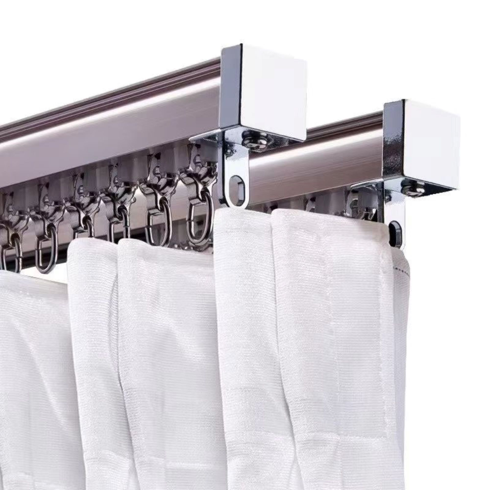 Тихий алюминиевый карниз для штор с бегунками, потолочный/настенный