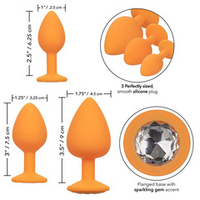 Набор из трёх оранжевых анальных пробок с кристаллом 6,25, 7,5 и 9см California Exotic Novelties Cheeky Gems SE-0441-25-3