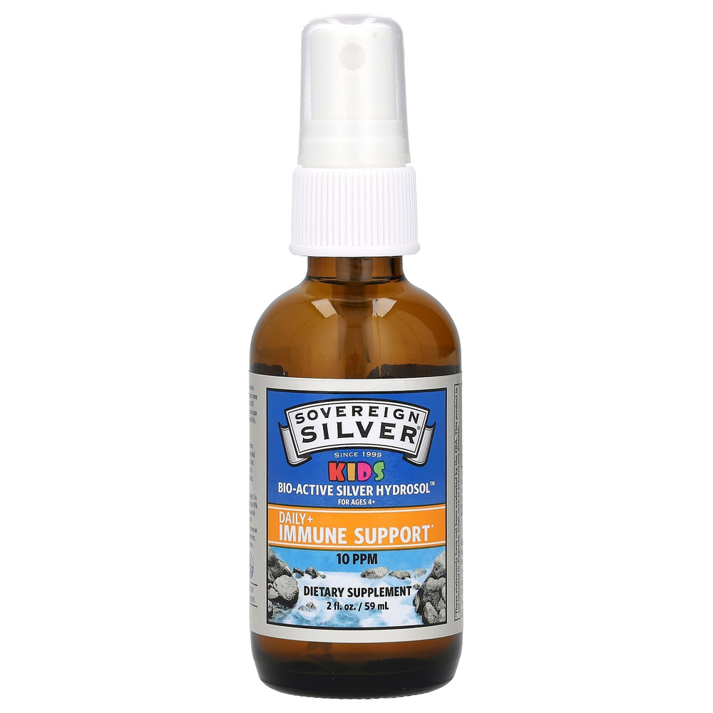 Sovereign Silver, Bio-Active Silver Hydrosol, спрей для поддержки иммунитета, для детей от 4 лет, 10 част./млн, 59 мл (2 жидк. унции)