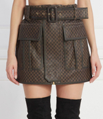 Кожаная юбка Balmain - коричневый(BF0LB911 LC79)