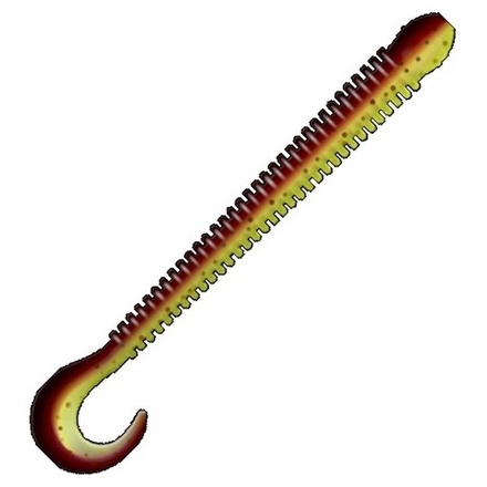 Приманка ZUB-WORM-ZANDER 108мм(4,3")-5шт, (Цвет 409) машинное масло верх - желтый низ