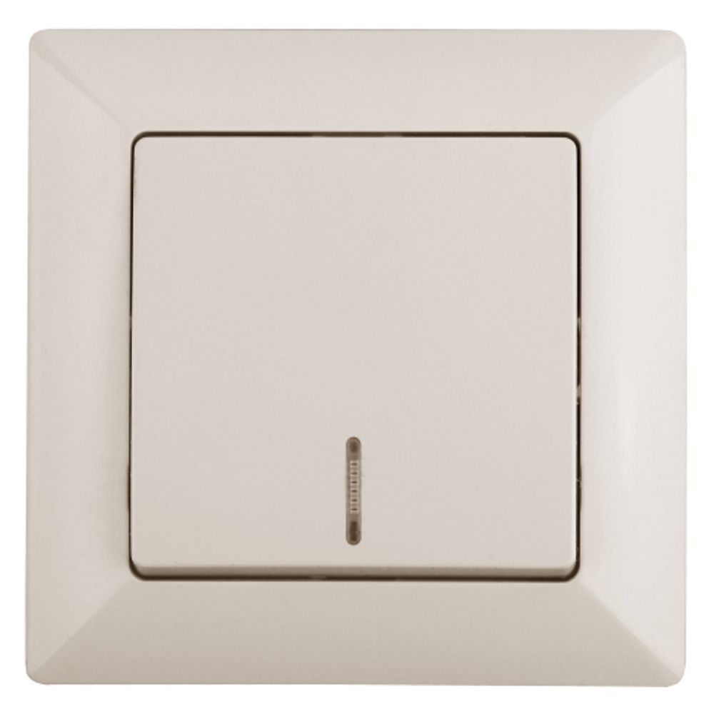 Выключатель Intro Solo 4-102-02 одноклавишный с подсветкой, 10А-250В, IP20, СУ, слоновая кость | Intro Solo