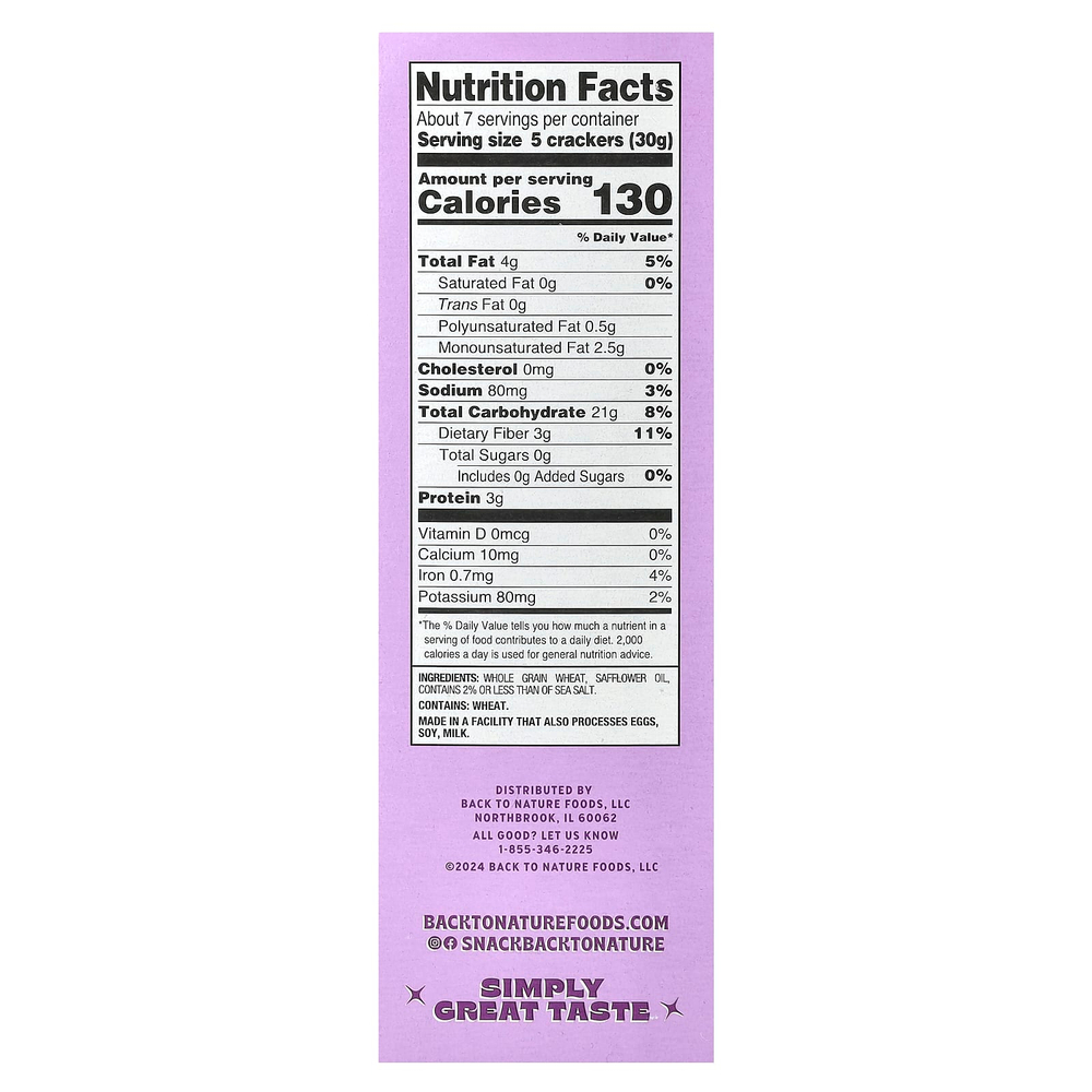 Back to Nature, Крекеры, из цельной пшеницы, 198 г (7 унций)