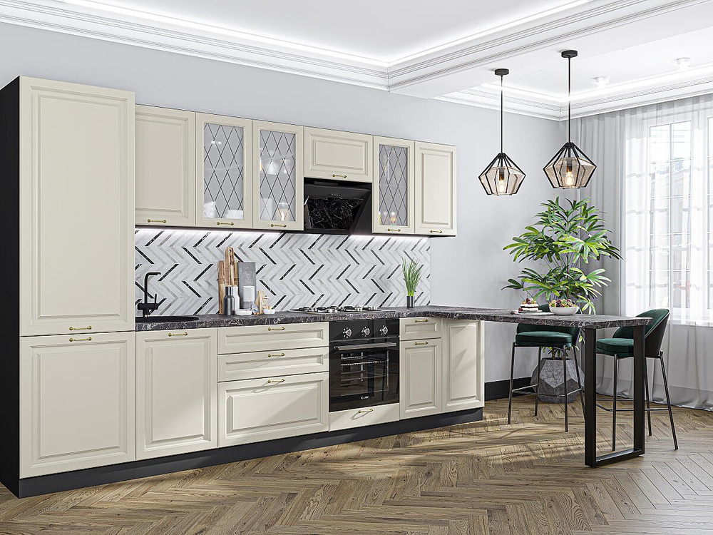 Прямая модульная кухня Ницца-02 Агат - Graphite 2140*3300*600