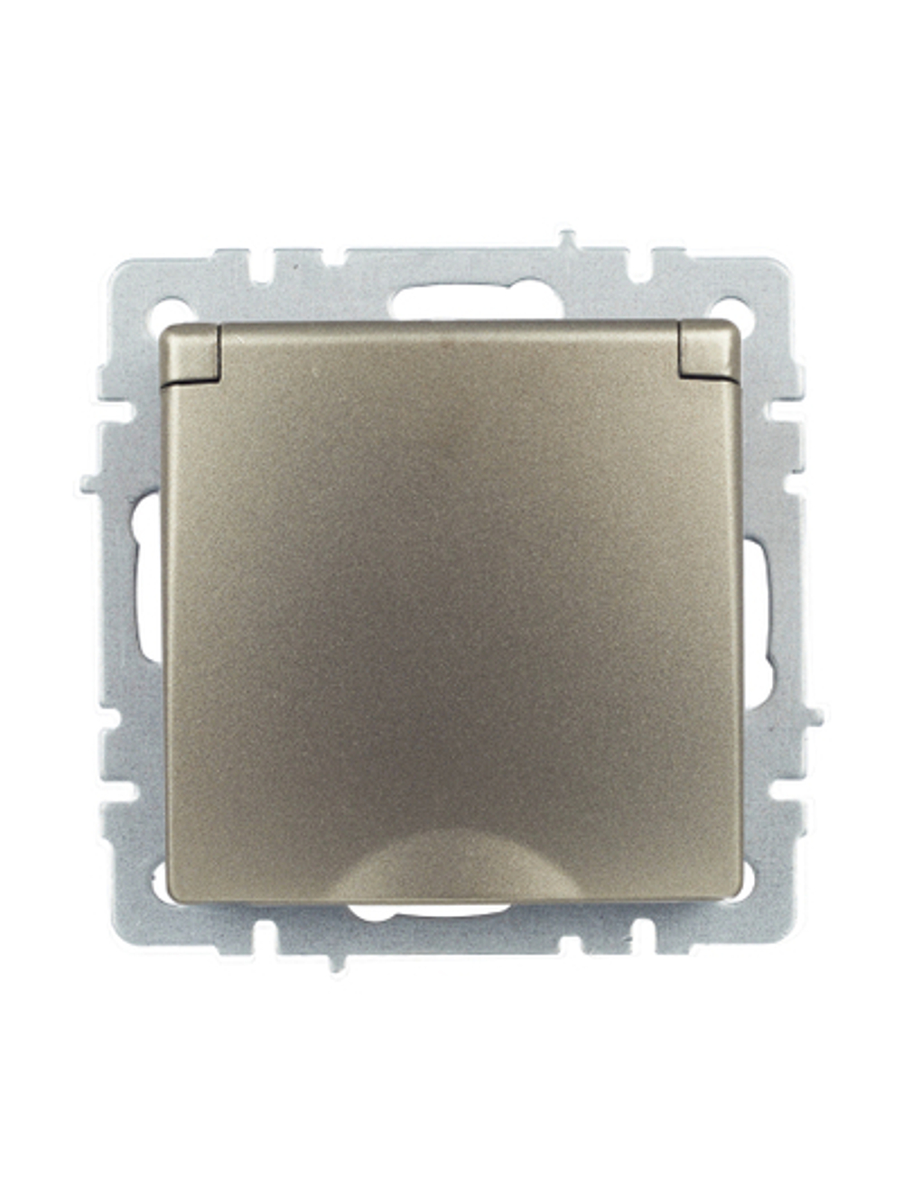 BRITE Розетка 1-местная с заземлением с защитными шторками и крышкой 16А IP20 РСбш10-3-БрШ шампань IEK