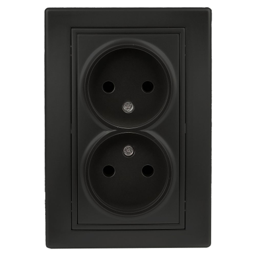 Розетка Intro Plano 1-204-05 без заземления двойная 2х2P 16А-250В IP20 СУ антрацит