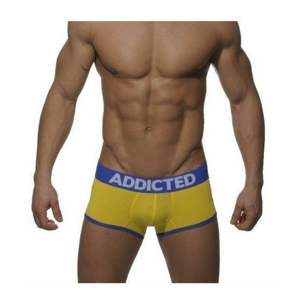 Мужские трусы джоки боксеры желтые с синей резинкой Seobean Addicted