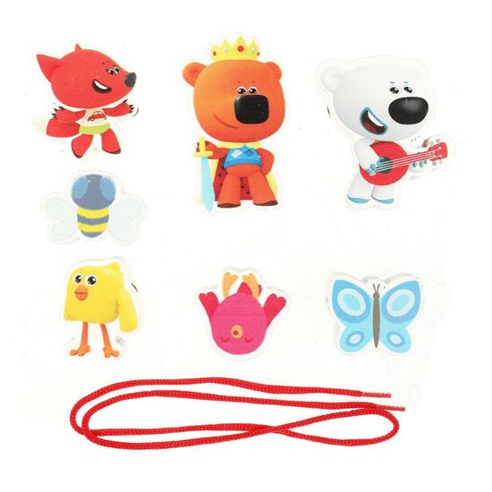 Развивающая игрушка из дерева «Ми-ми-мишки. Шнуровка-бусы» 17*13см пакет Буратино