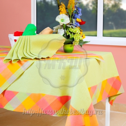 Скатерть для кухни: Кольта (арт. BL04-49-01)  -  140х140 см. (возможно 140х200 см.) - салатовая