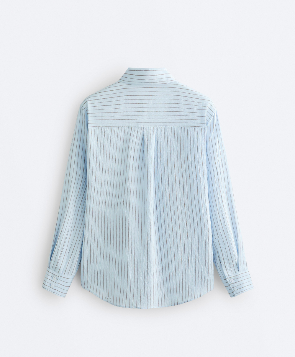 Oysho Рубашка в полоску обычного кроя, пыльный синий