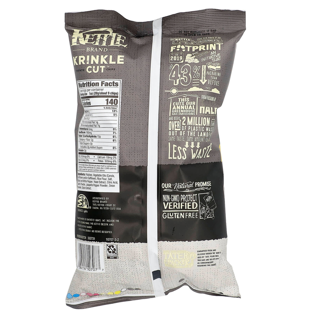 Kettle Foods, нарезанные картофельными чипсами, соль и свежемолотый перец, 141 г (5 унций)