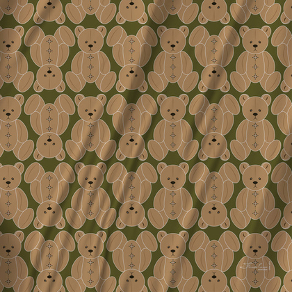 Платок каре 90*90см, ТЭДДИ на зелёном