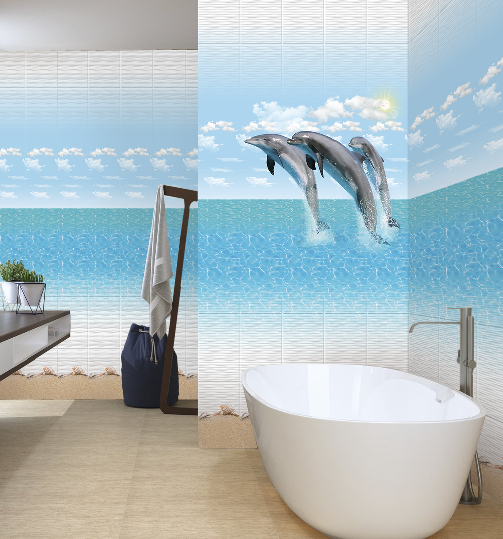 Панель ПВХ фотопечать Афалины фон 2700х250мм