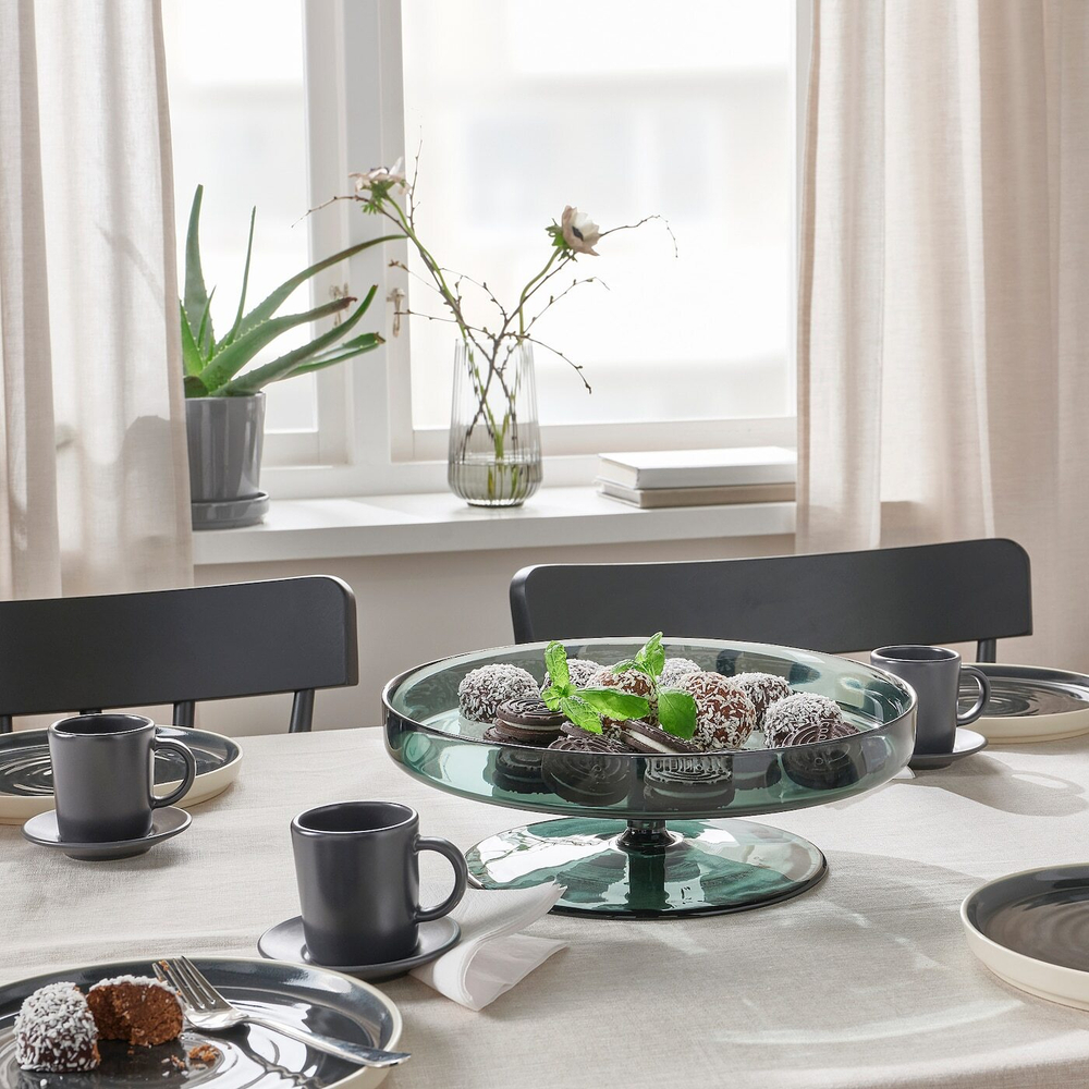 IKEA OMBONAD  (ИКЕА ОМБОНАД)  -  Тарелка, стекло серое, 29 см