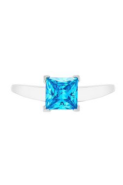 Кольцо из серебра с центральной вставкой из выращенной голубой шпинели