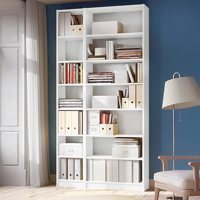 Стеллаж Билли 02 Белый Фасадный 0101 120*28*237 см, Белый   Фиеста