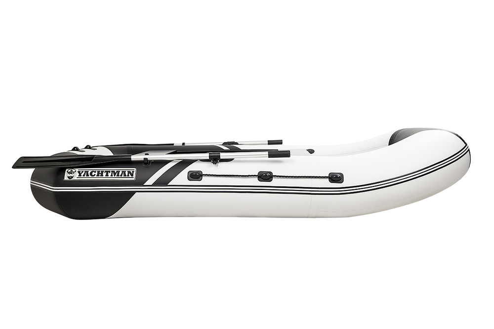 YACHTMAN-260 МНД НАДУВНОЕ ДНО (Яхтман) белый-черный (лодка ПВХ с усилением)