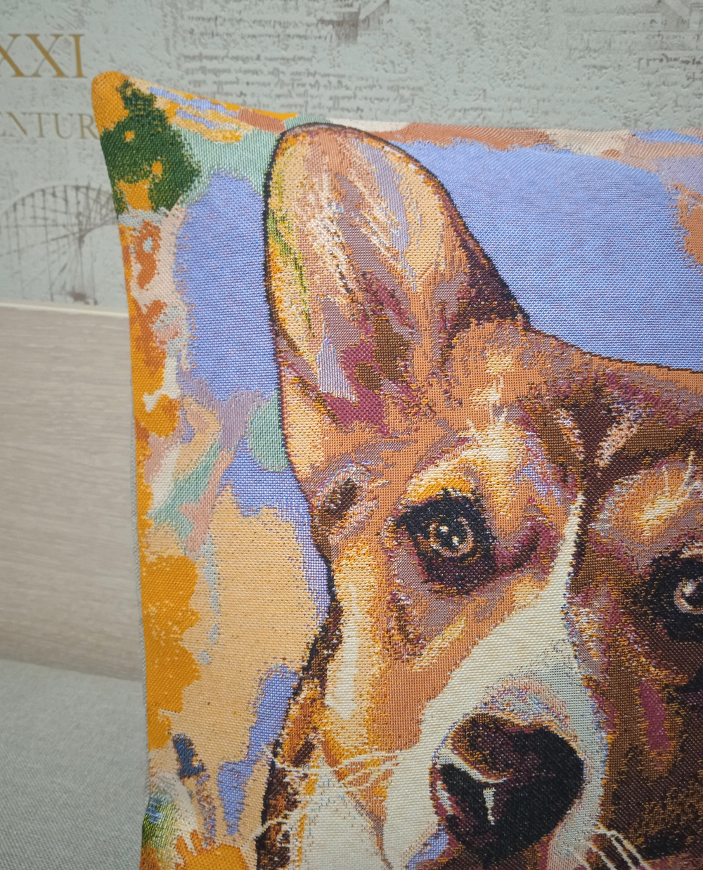 Декоративный гобеленовый чехол Стиль Гранж Корги 38*38