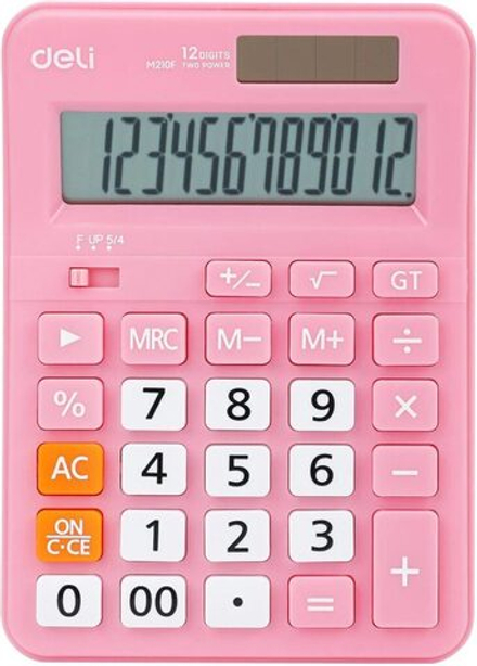 Калькулятор  12 разр. Deli  настольный, розовый EM210F