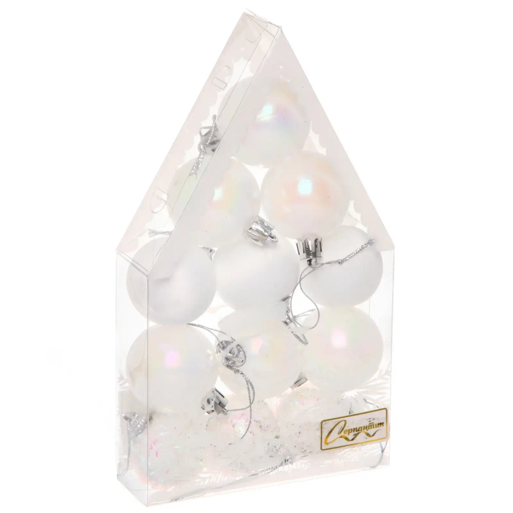 Набор украшений «Белое очарование» 4 см (набор 12 шт), Белый