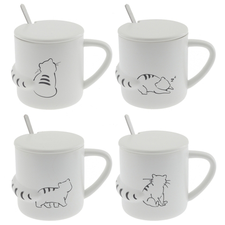 GAEM Кружка с крышкой и ложкой, 400 мл, L8,5 W12 H8 см, 4в.