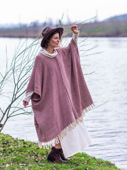 Бохо-накидка из фактурного хлопка (бордо/ромб)