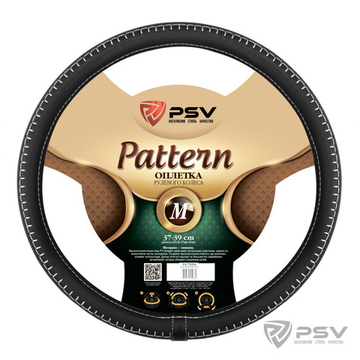 Оплетка руля M PSV Pattern Fiber с белой отстрочкой черная