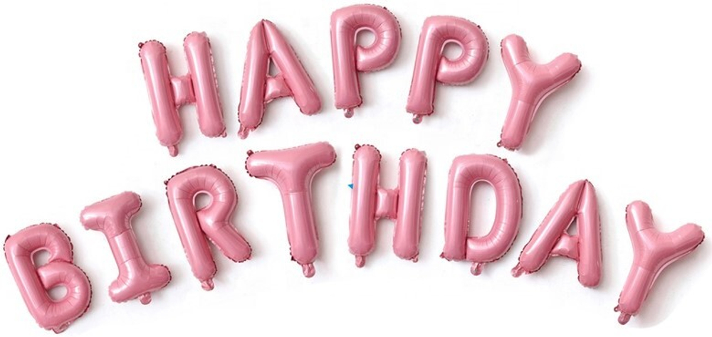 Фольгированный набор шаров-букв мини-надпись "Happy Birthday" розовый 41 см