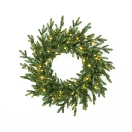 Рождественский венок Венецианский 60 см., 60 теп.белых ламп., 100% литая хвоя, ЕлкиТорг (52112)